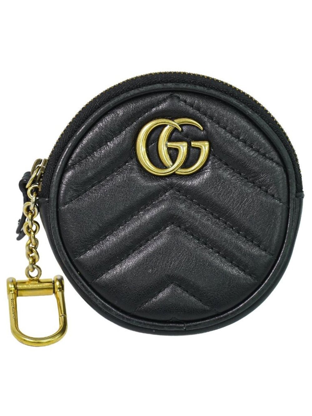 Gucci GG Marmont Round Shape Coin Purse Leather Black